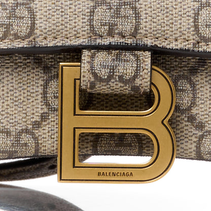 Balenciaga X GUCCI GG Supreme Monogram Small Hourglass Top Handle Bag Beige Ebony 9 of 11
