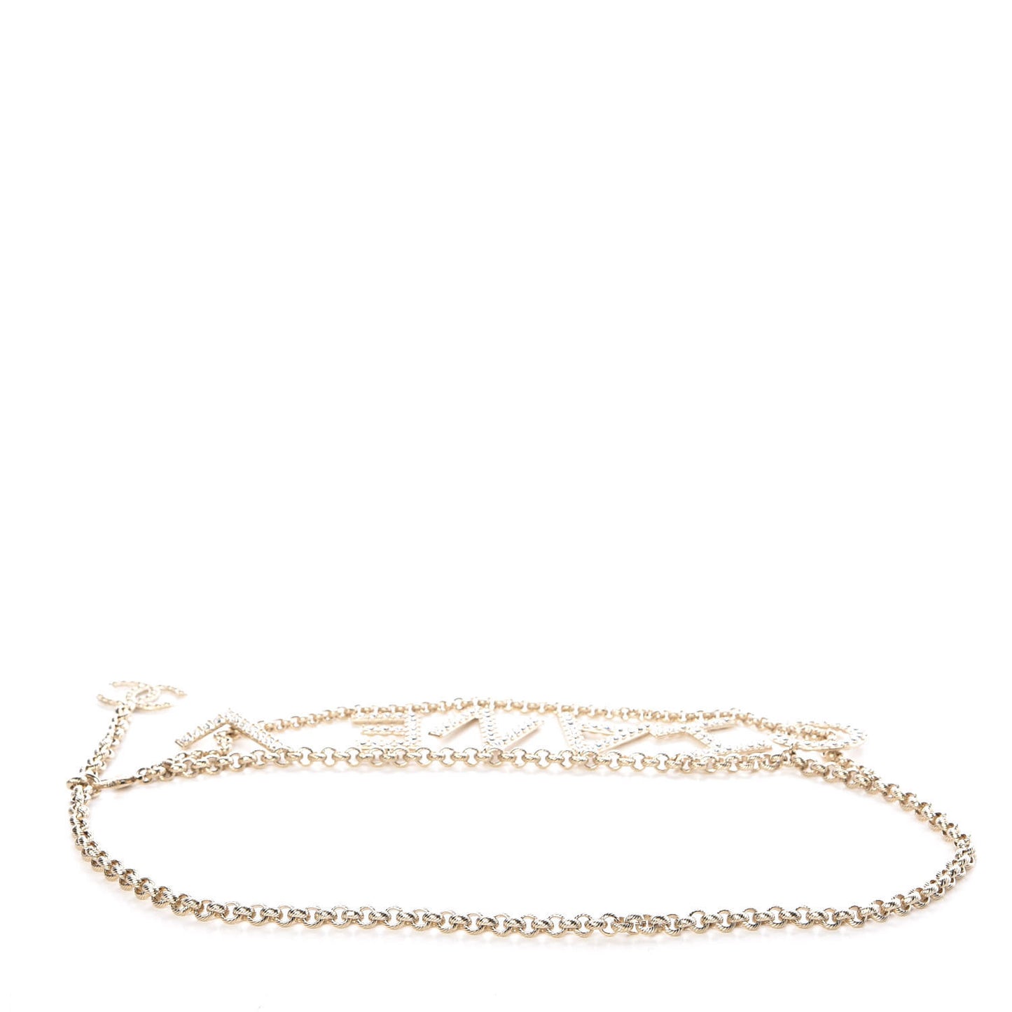 Metal Crystal 90's Icon Logo Chain Belt Gold