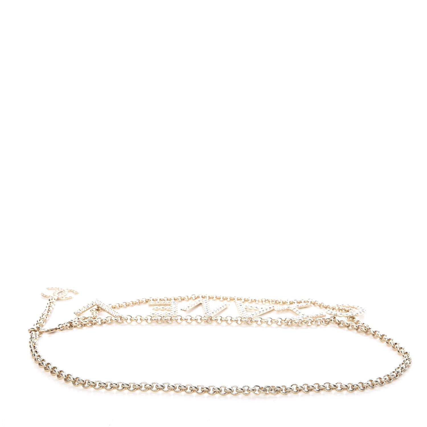 Chanel Metal Crystal 90's Icon Logo Chain Belt Gold 3 of 6