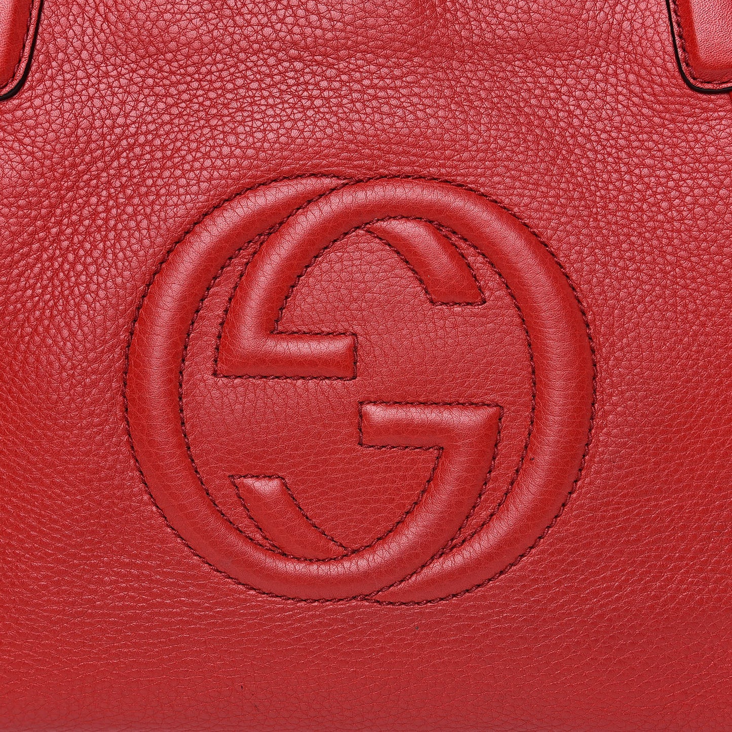 Pebbled Calfskin Small Soho Top Handle Bag Red