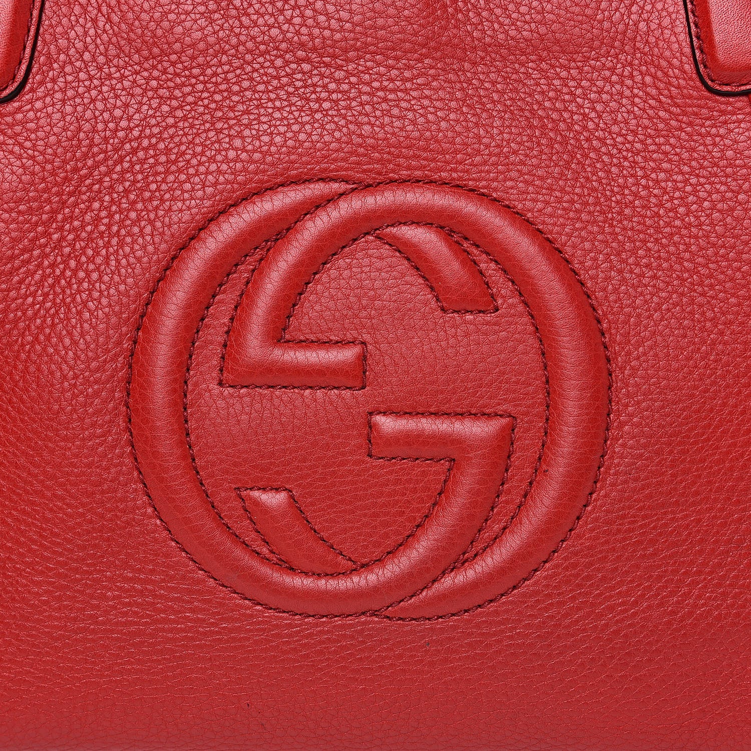 Gucci Pebbled Calfskin Small Soho Top Handle Bag Red 14 of 24