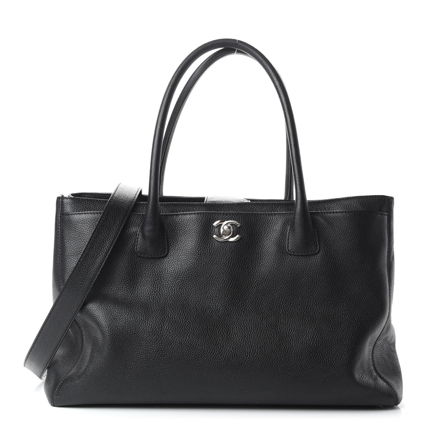 Calfskin Cerf Executive Shopper Tote Black