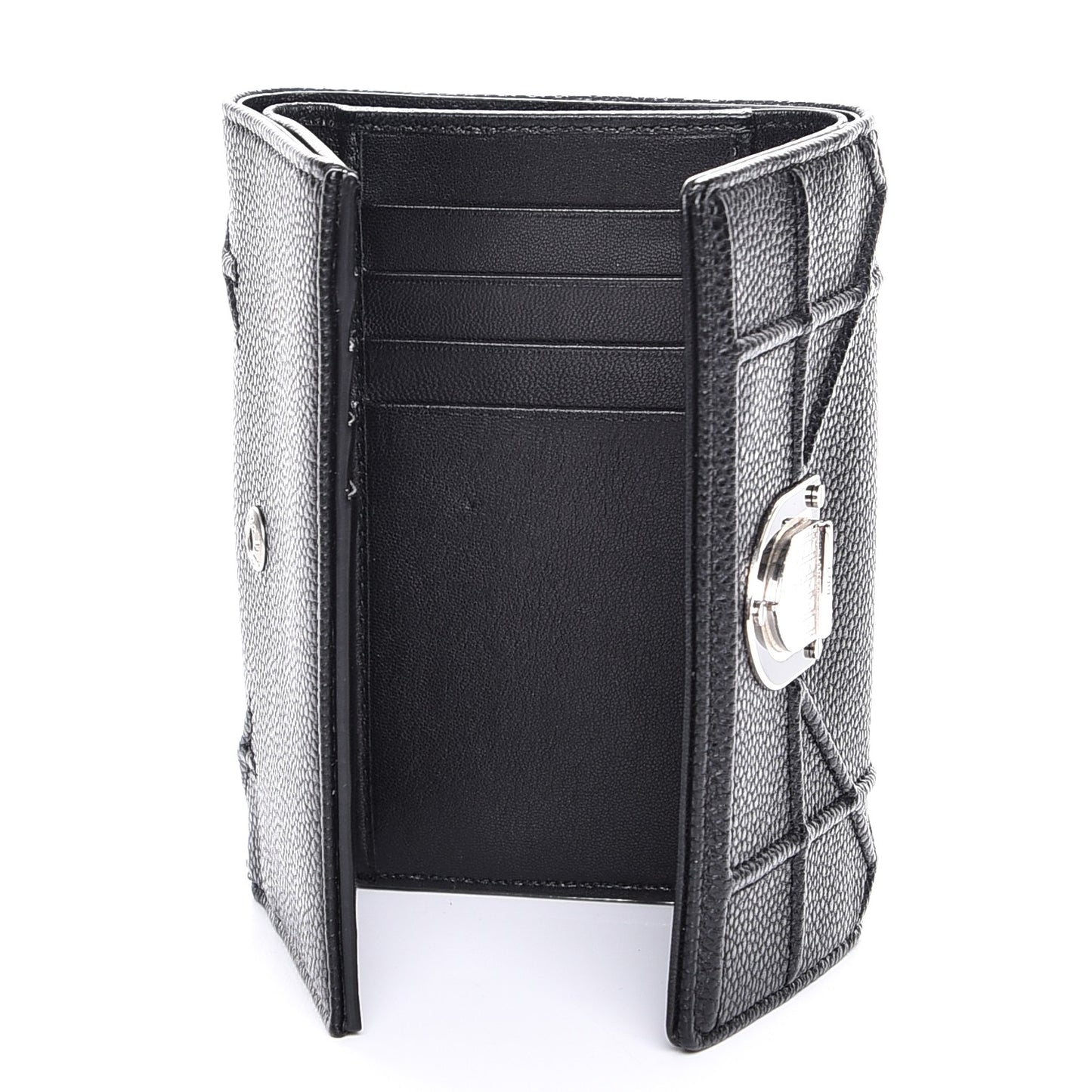 Grained Calfskin Cannage Diorama Elancee Wallet Black
