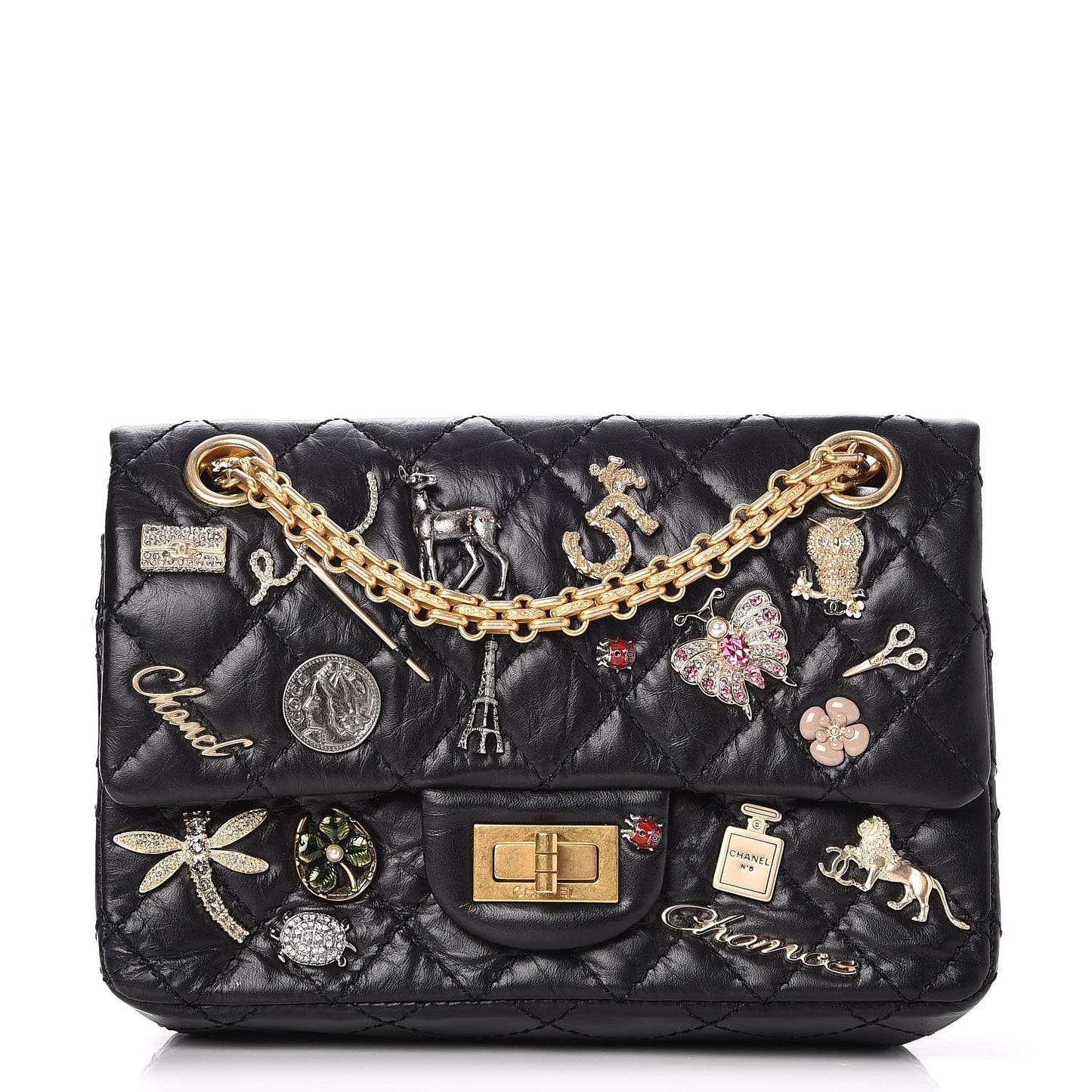 Aged Calfskin Lucky Charms 2.55 Reissue 224 Flap Black