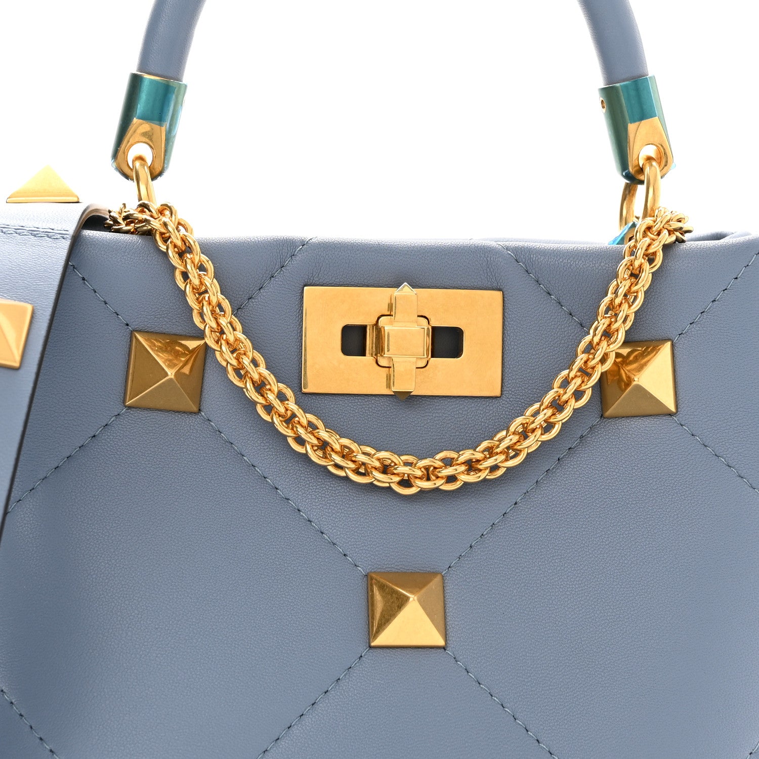 Valentino Garavani Nappa Small Roman Stud The Handle Bag Niagara 7 of 9