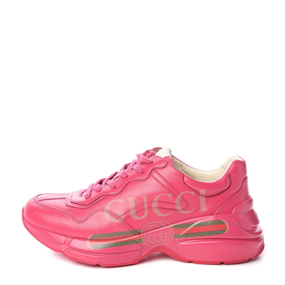 Gucci Calfskin Logo Mens Rhyton Sneakers 7.5 Box Pink 1 of 11