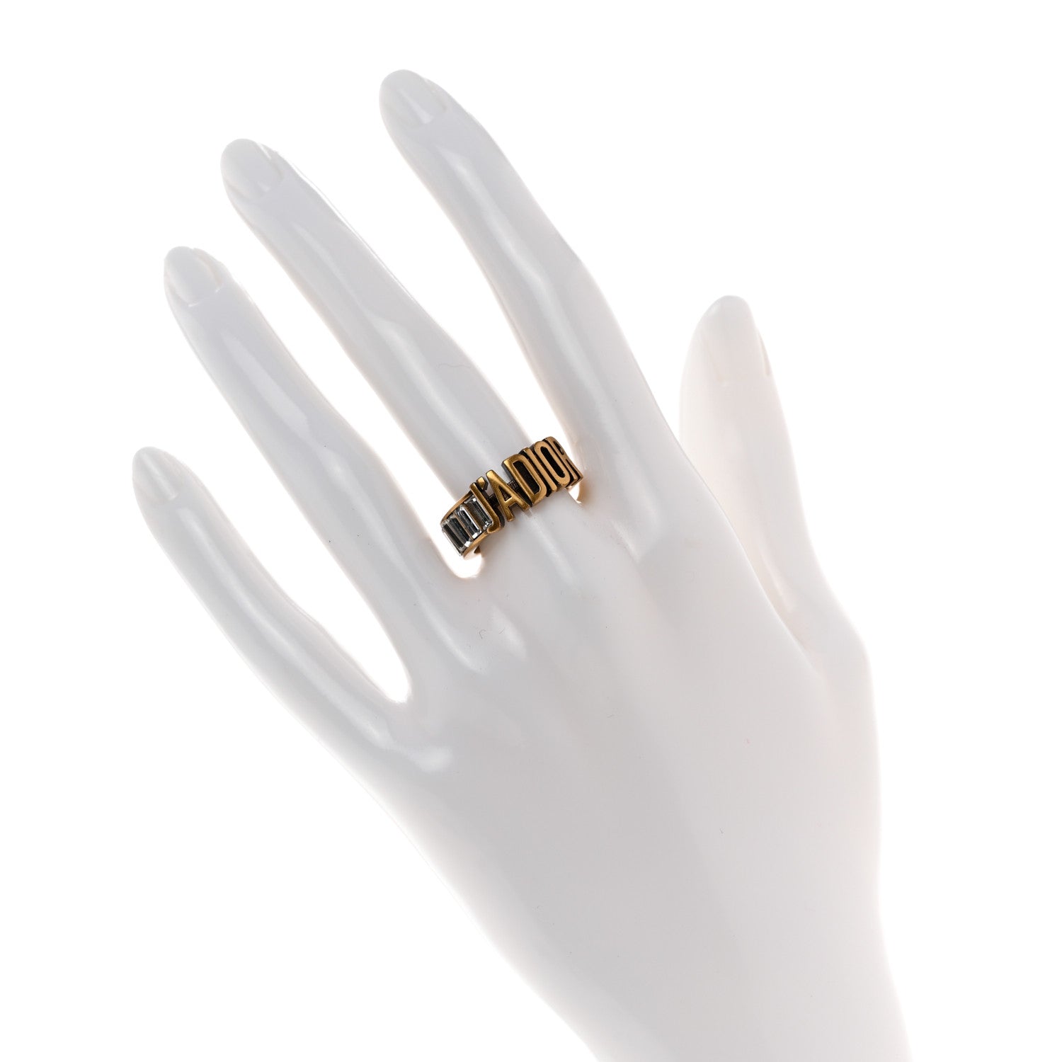 Christian Dior Metal Baguette Crystal J'Adior Ring 52 6 Gold 2 of 5