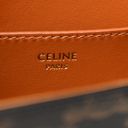 Celine Triomphe Canvas Calfskin Tabou Clutch on Strap Tan 6 of 10