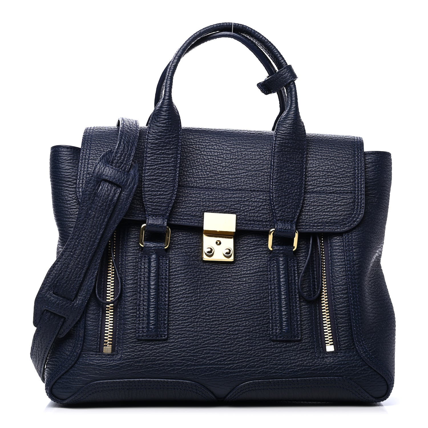 3.1 Phillip Lim Textured Calfskin Medium Pashli Satchel Ink 1 of 6