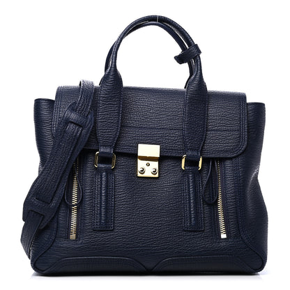 3.1 Phillip Lim Textured Calfskin Medium Pashli Satchel Ink 1 of 6