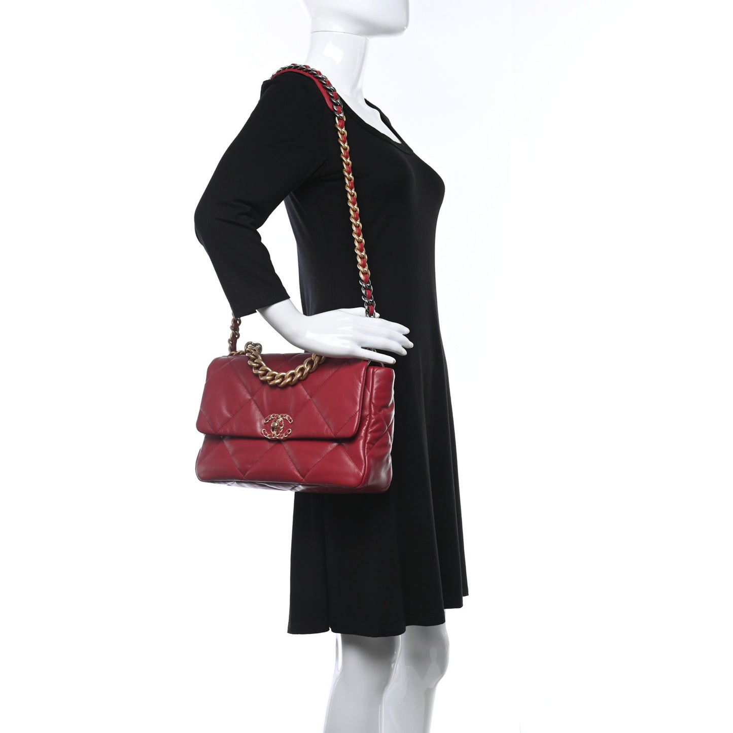 Goatskin Quilted Large Chanel 19 Flap Red