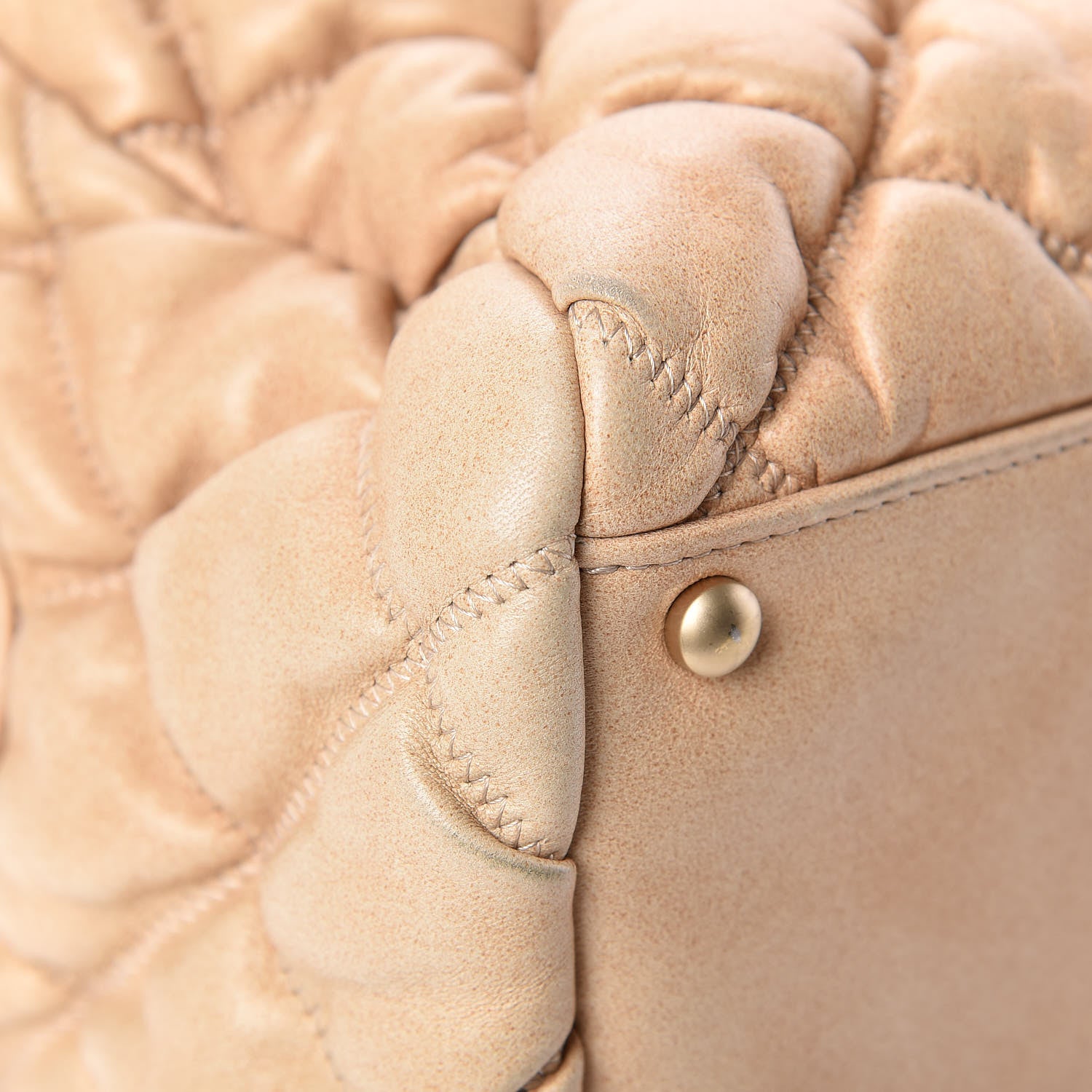 Chanel Lambskin Bubble Quilt Bowler Beige 12 of 14
