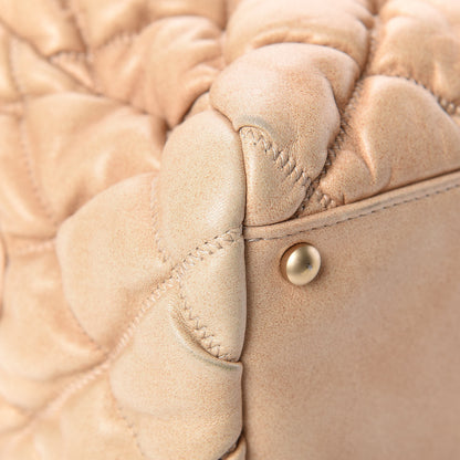 Chanel Lambskin Bubble Quilt Bowler Beige 12 of 14