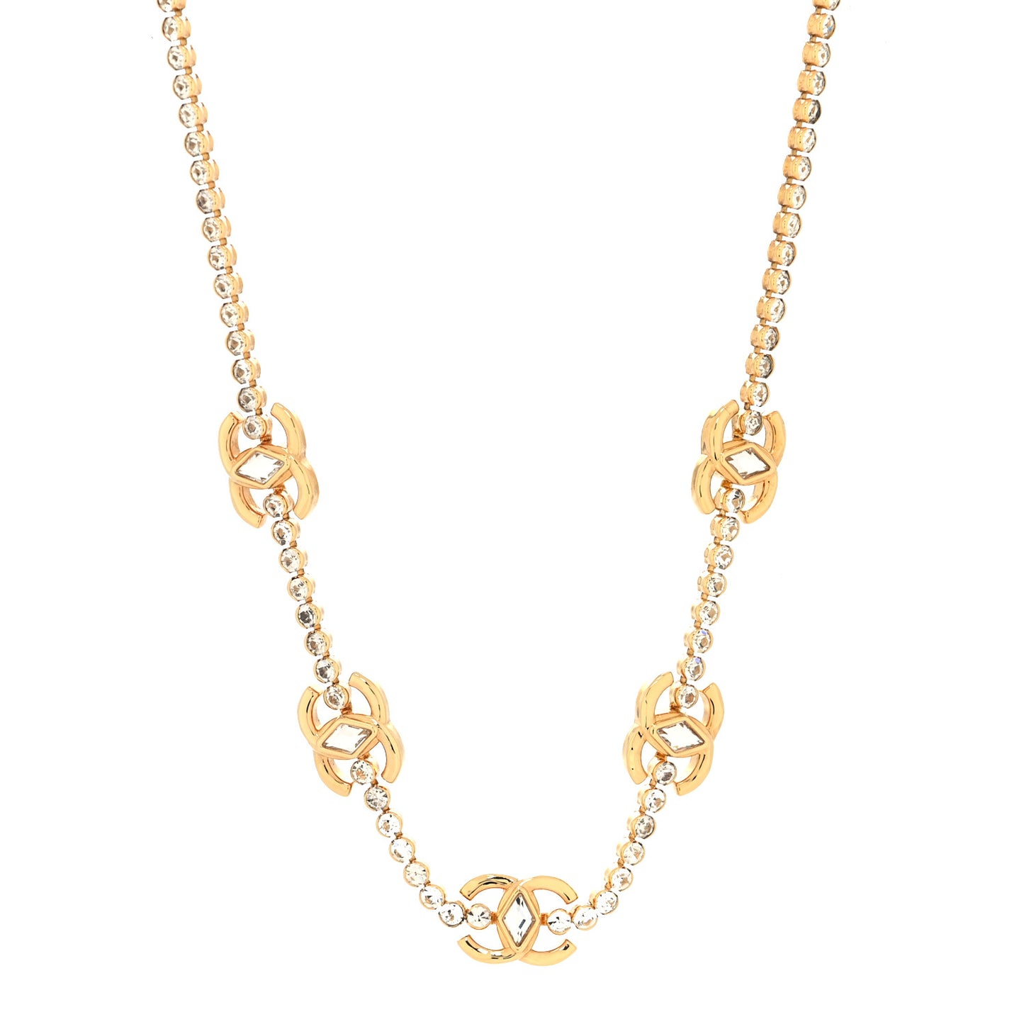 Metal Crystal CC Marquise Choker Gold