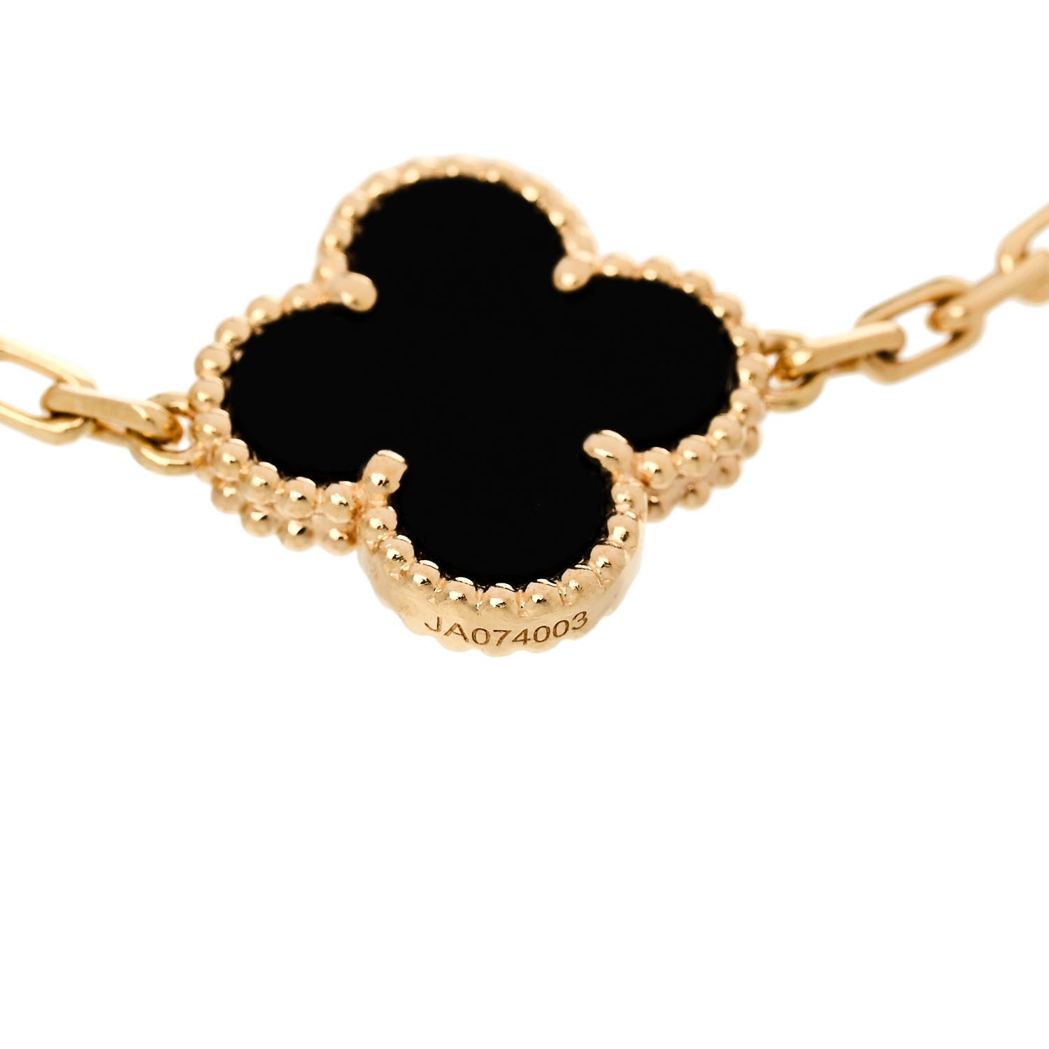 Van Cleef & Arpels 18K Yellow Gold Black Onyx 5 Motifs Vintage Alhambra Bracelet 3 of 5
