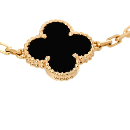 Van Cleef & Arpels 18K Yellow Gold Black Onyx 5 Motifs Vintage Alhambra Bracelet 3 of 5