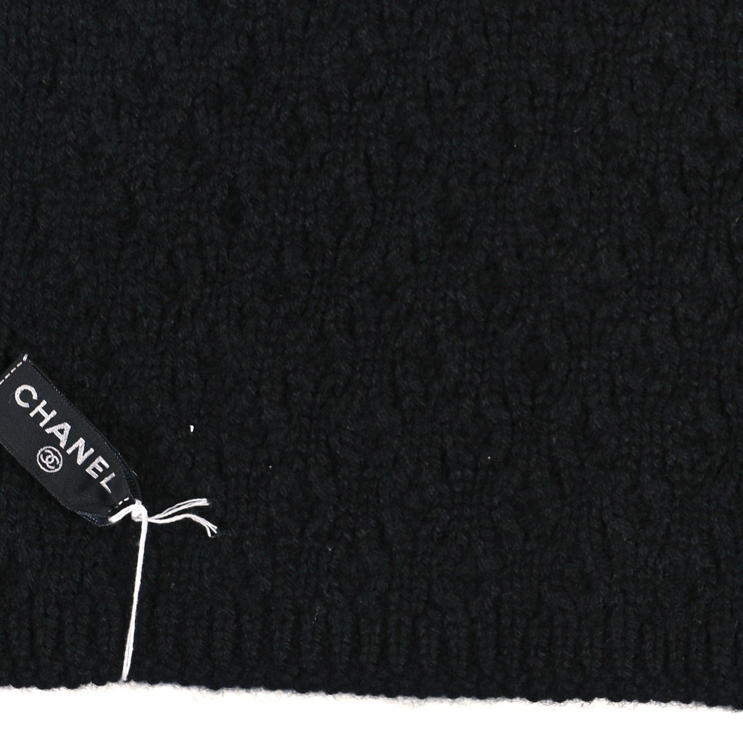 Cashmere Knit CC Scarf Black White