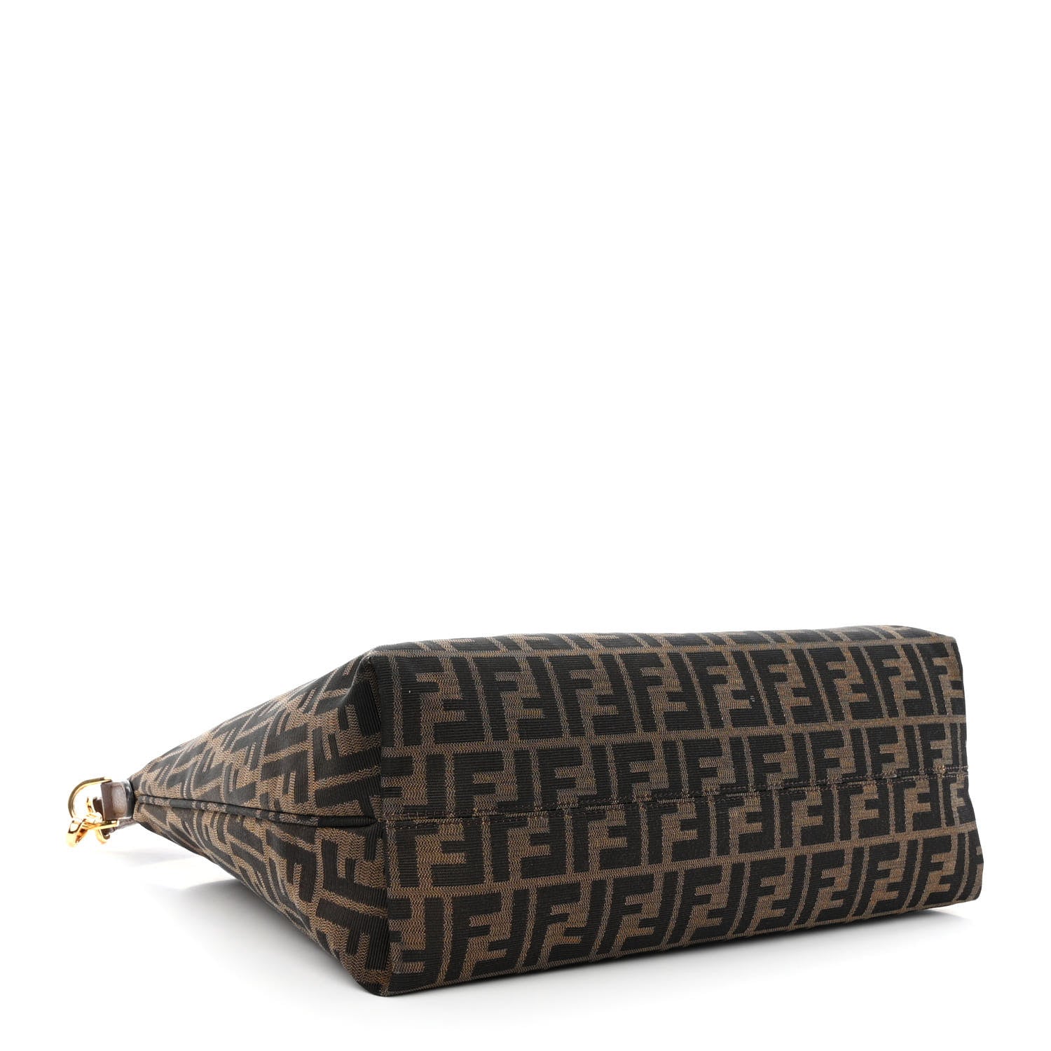 Fendi Zucca Vitello Artic Small Clasp Top Hobo Bag Tobacco Castagna 4 of 13