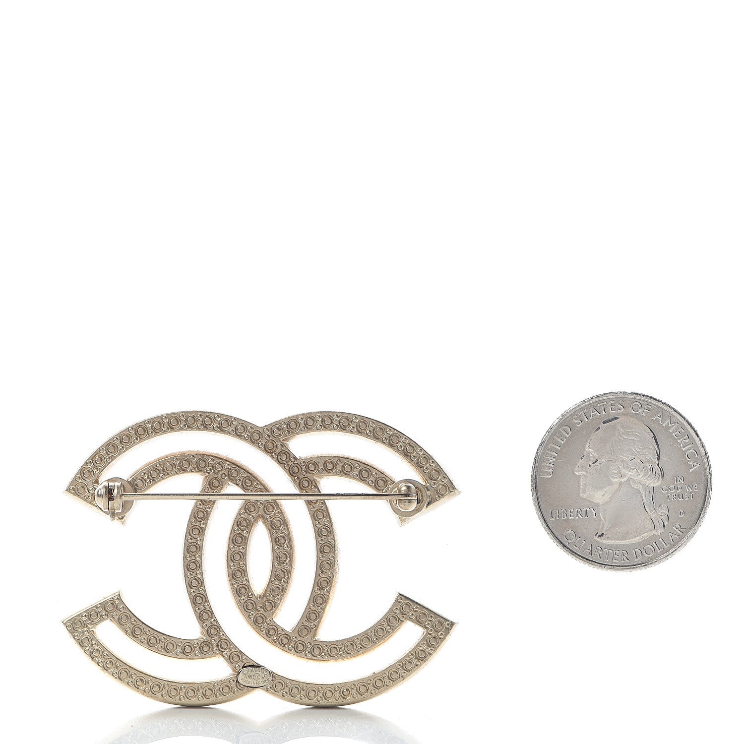 Chanel Crystal CC Brooch Light Gold 2 of 4