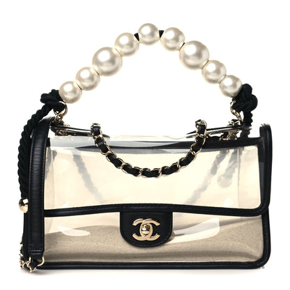 Chanel Lambskin PVC Sand By The Sea Flap With Pearl Strap Black 1 of 9