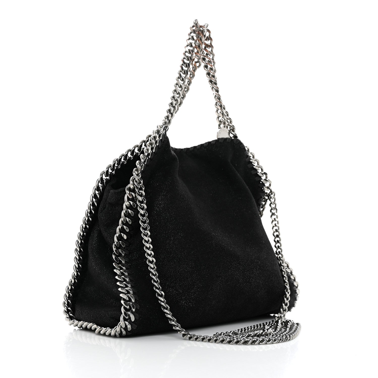 Stella McCartney Shaggy Deer Mini Falabella Fold Over Tote Black 3 of 11