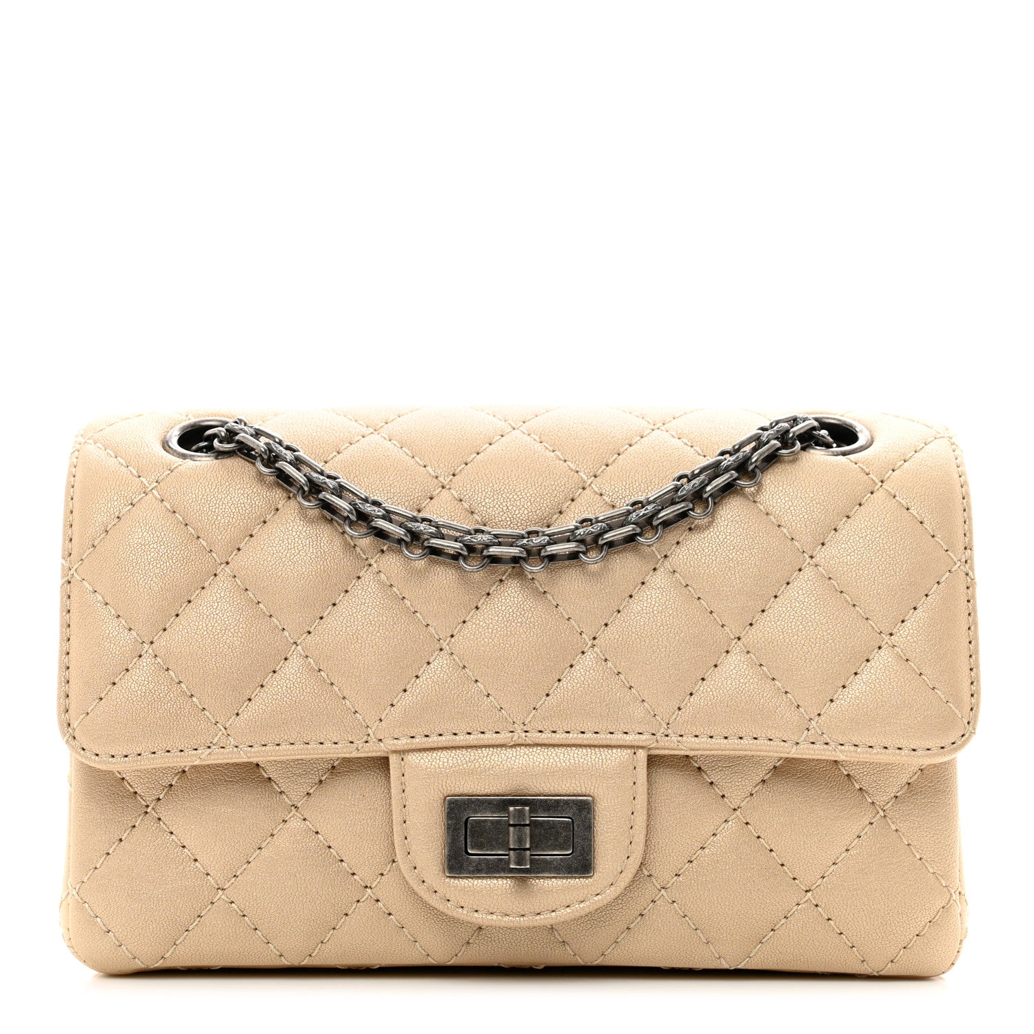 Chanel Metallic Sheepskin Quilted 2.55 Reissue Mini Flap Beige 1 of 10