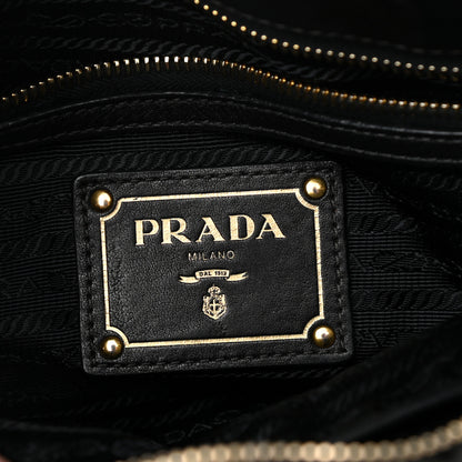 Prada Tessuto Nylon Soft Calfskin Shopping Satchel Black 6 of 9