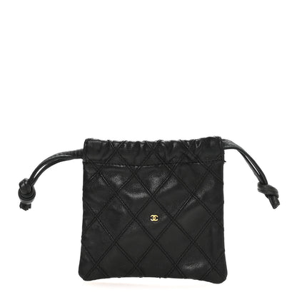Chanel Calfskin Quilted Drawstring Pouch Black 1 of 8