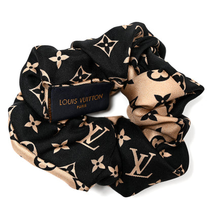 Louis Vuitton Silk Monogram Scrunchy Beige Black 2 of 4