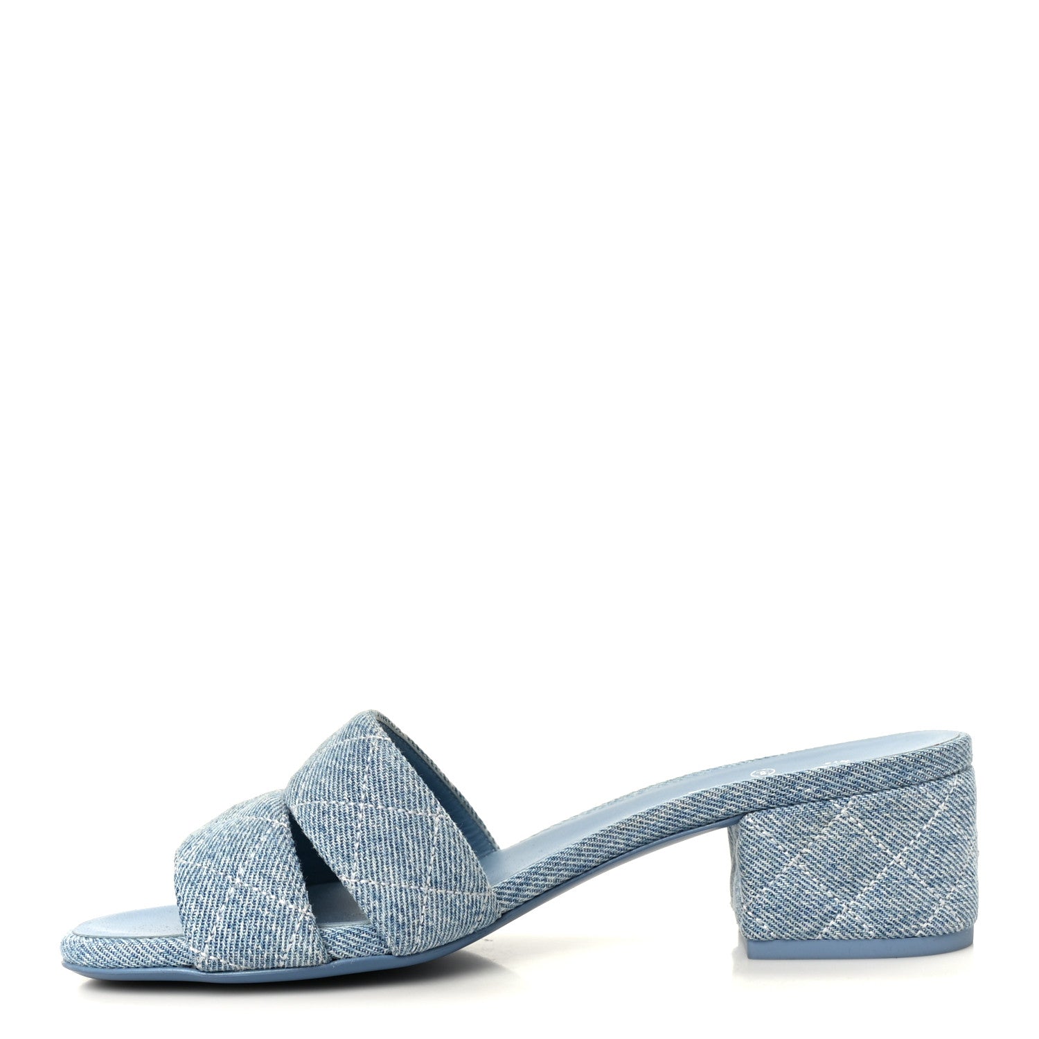 Chanel Denim Quilted Mules 37.5 Blue 1 of 9