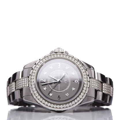 Chanel Titanium Ceramic Diamond Pave Bezel 33mm J12 Quartz Watch 3 of 7