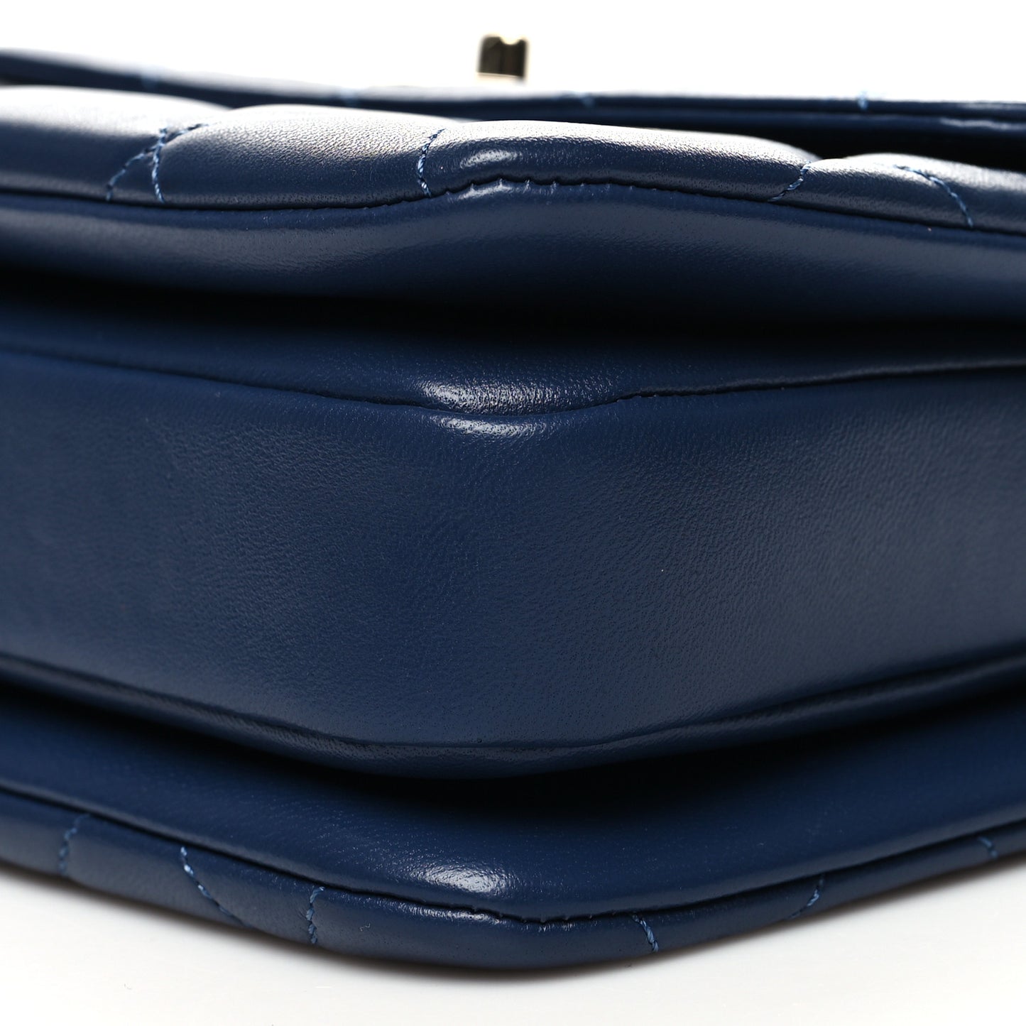 Lambskin Quilted Small Trendy CC Flap Dual Handle Bag Navy