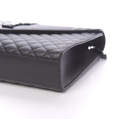 Saint Laurent Grain De Poudre Textured Mixed Matelasse Large Triquilt Monogram Monochrome Satchel Black 8 of 9