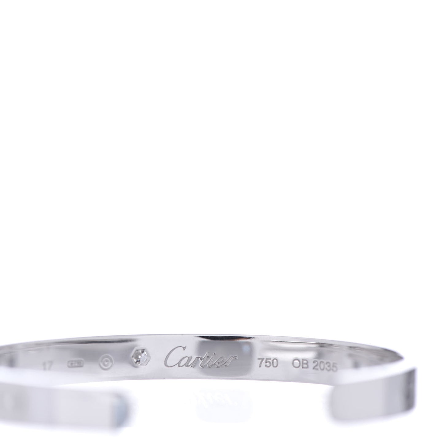 18K White Gold 1 Diamond LOVE Cuff Bracelet 17