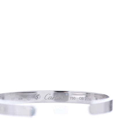 Cartier 18K White Gold 1 Diamond LOVE Cuff Bracelet 17 5 of 6
