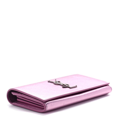 Saint Laurent Metallic Calfskin Classic Monogram Cassandre Wallet New Azalea 4 of 11