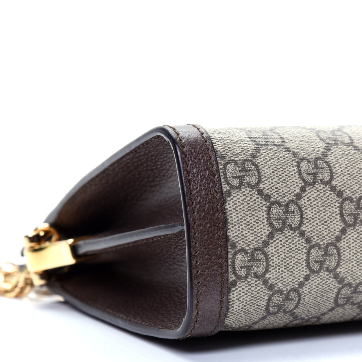 GG Supreme Monogram Web Small Ophidia Chain Shoulder Bag Brown