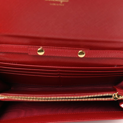 Salvatore Ferragamo Printed Calfskin Gancini Wallet On Chain Red 5 of 13