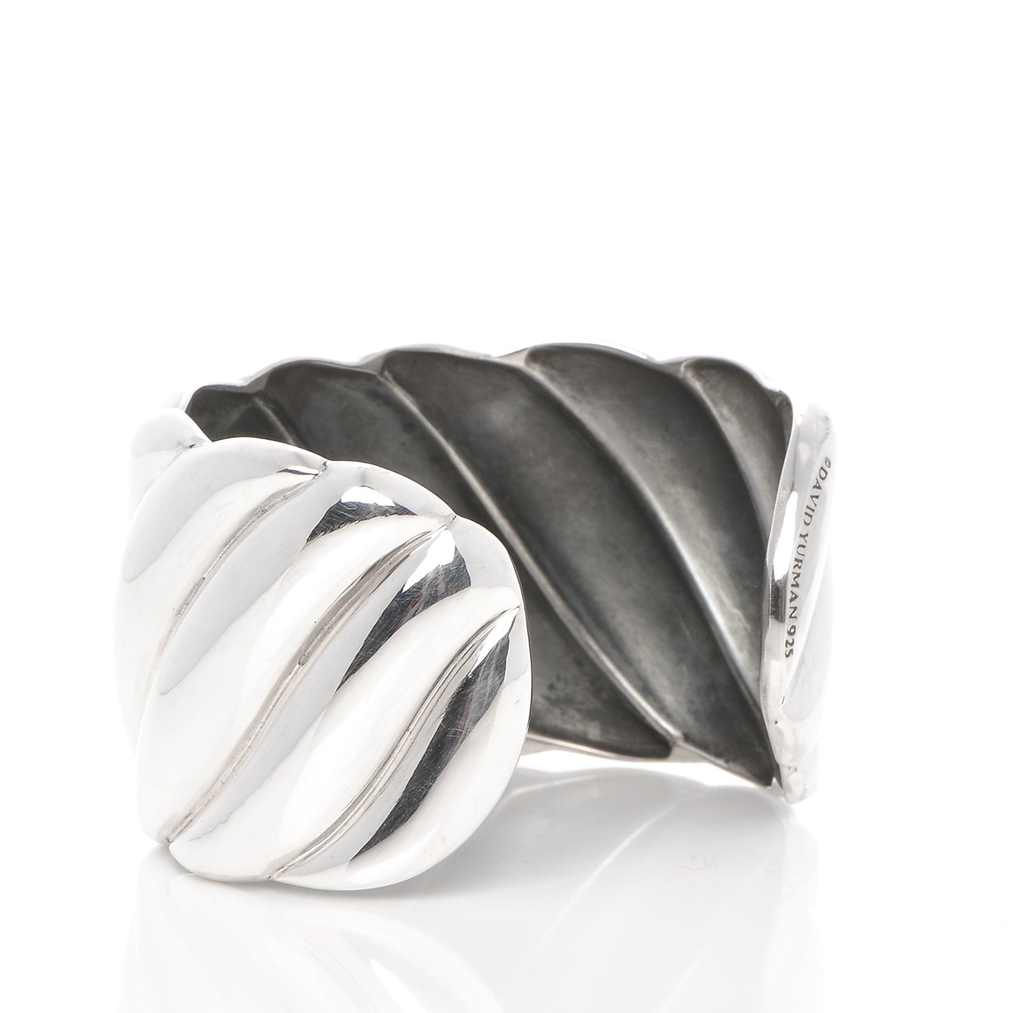 Sterling Silver Wide Sculpted Cable Cuff Bracelet