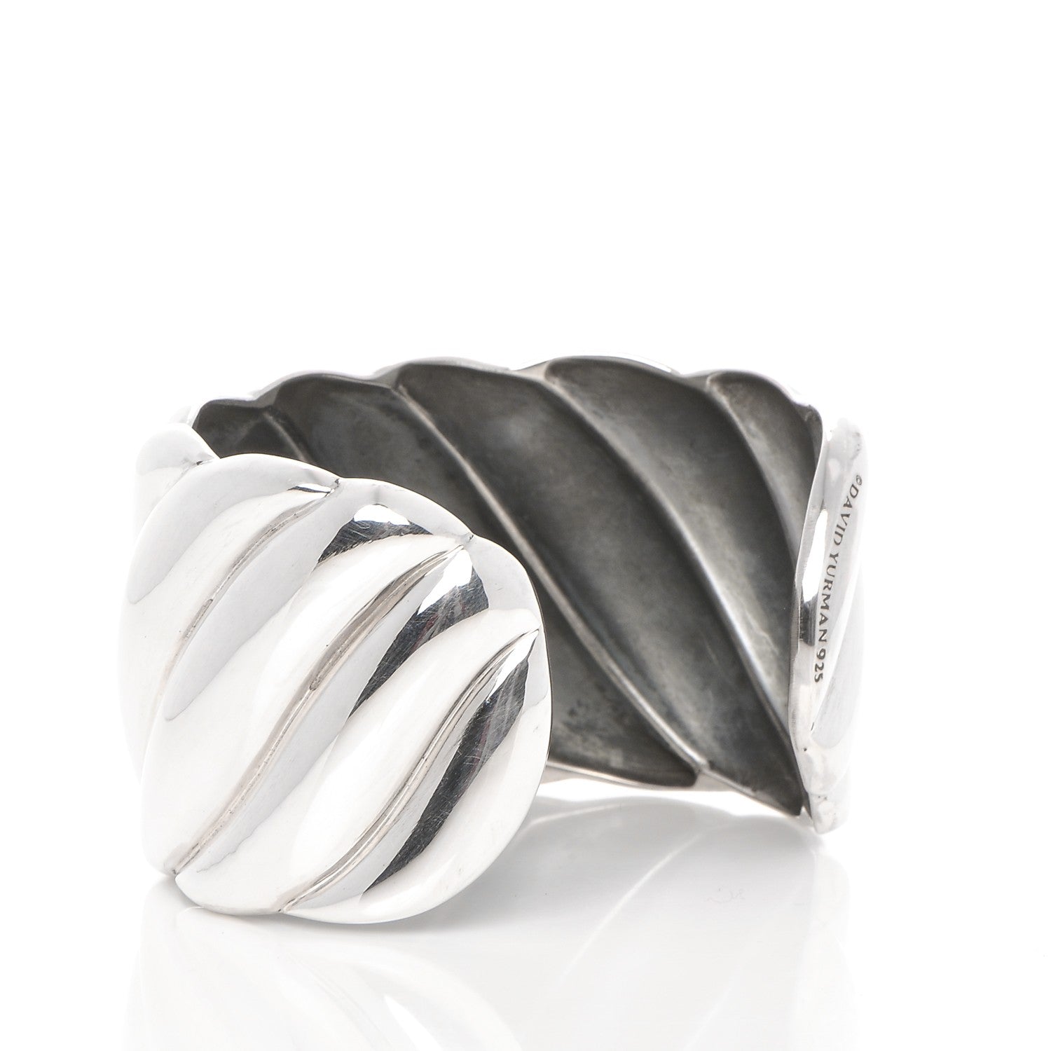 David Yurman Sterling Silver Wide Sculpted Cable Cuff Bracelet 3 of 4