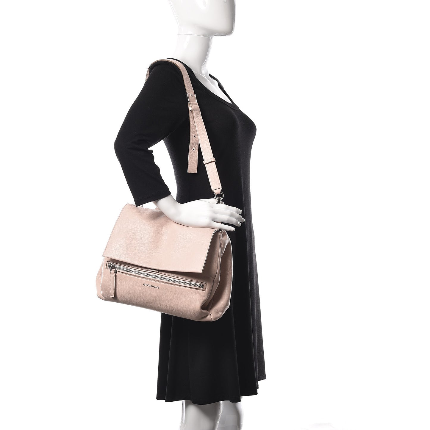 Calfskin Small Pandora Pure Flap Bag Nude Pink