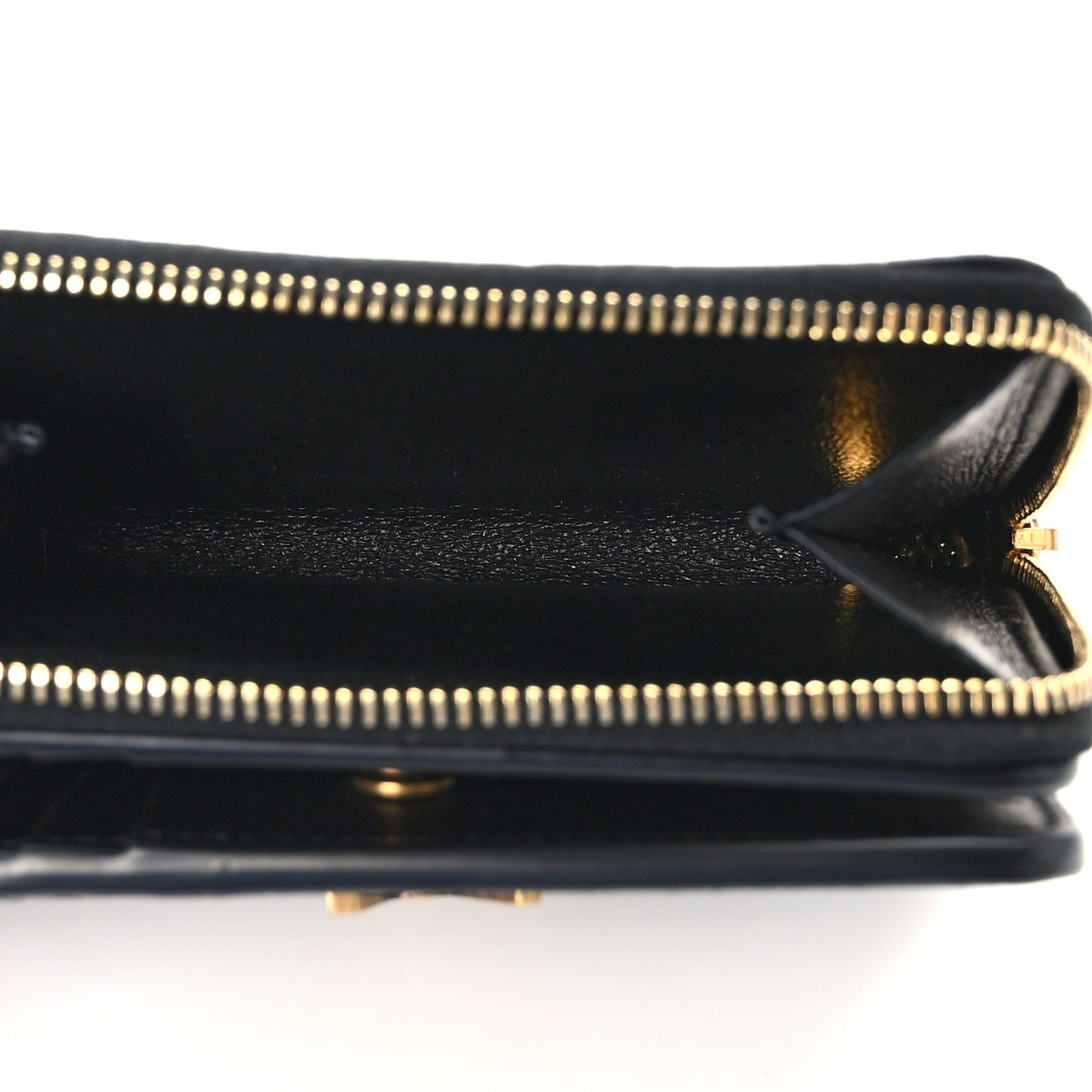 Calfskin Crocodile Embossed Monogram Compact Wallet Blue Black