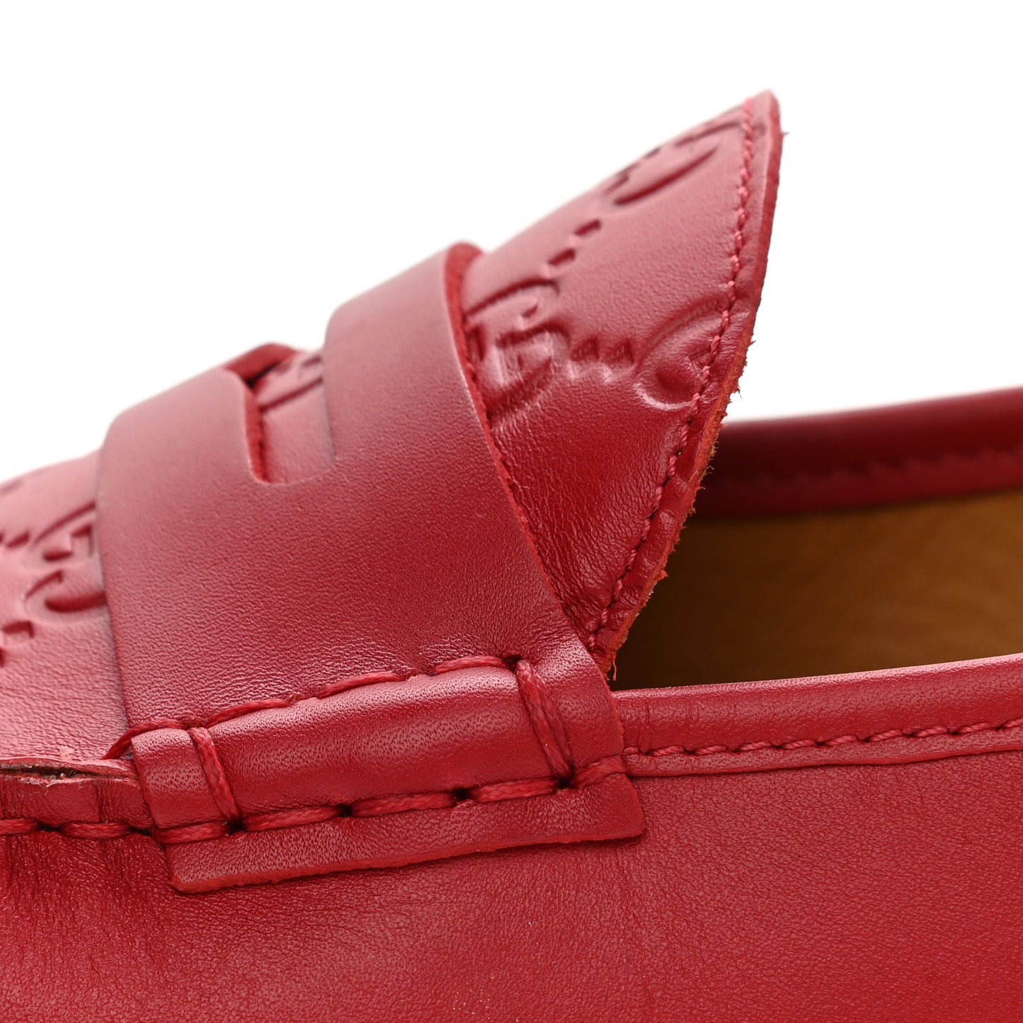 Guccissima Calfskin Mens Driver Loafers 6.5 Red