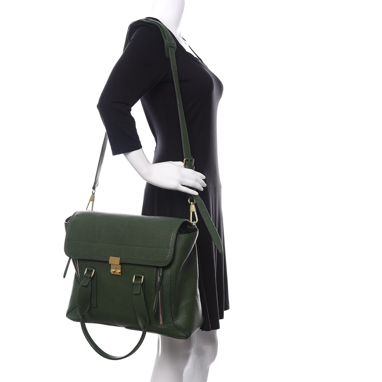 3.1 Textured Calfskin Large Pashli Satchel Jade