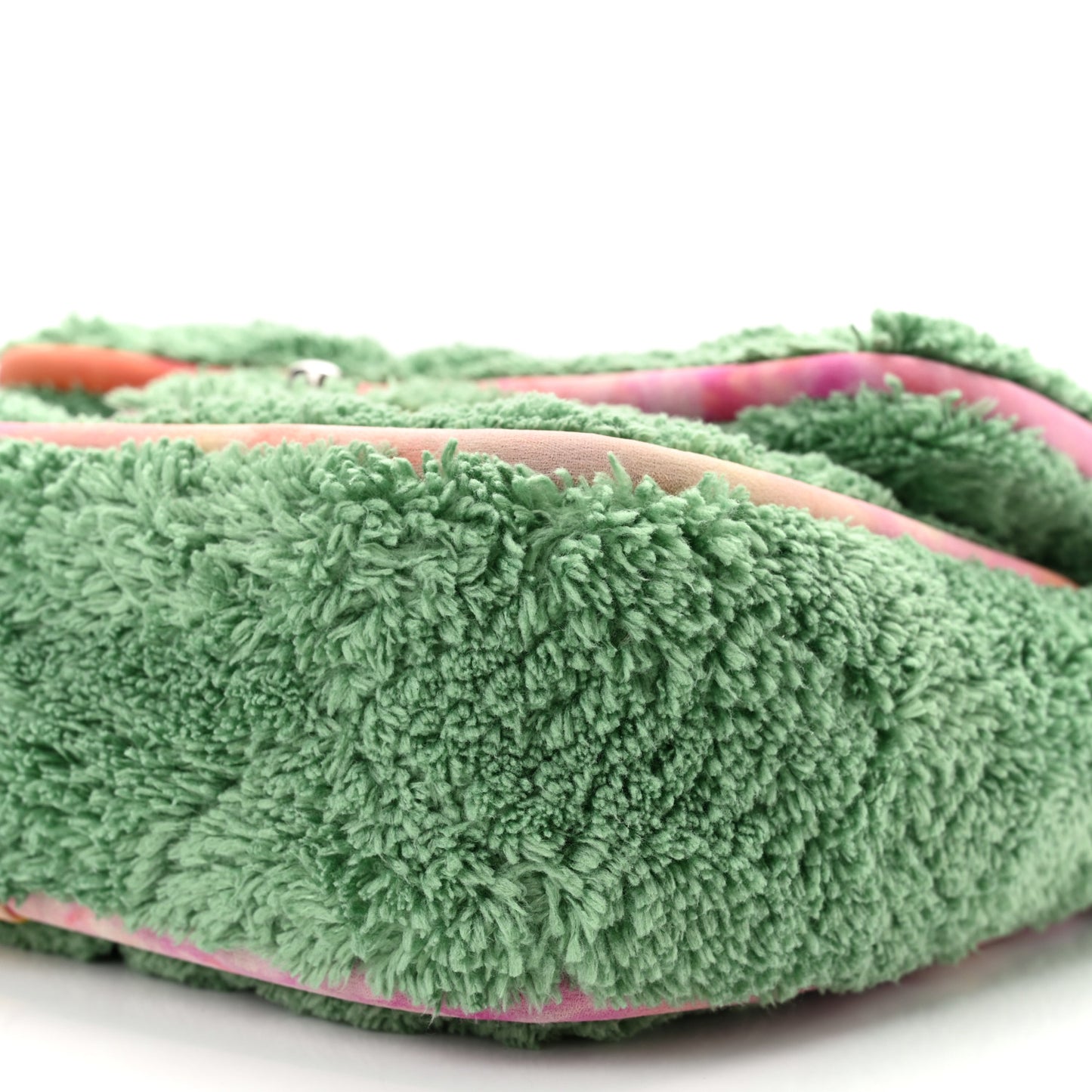 Terry Cloth Quilted Small Flap Bag Green Pink