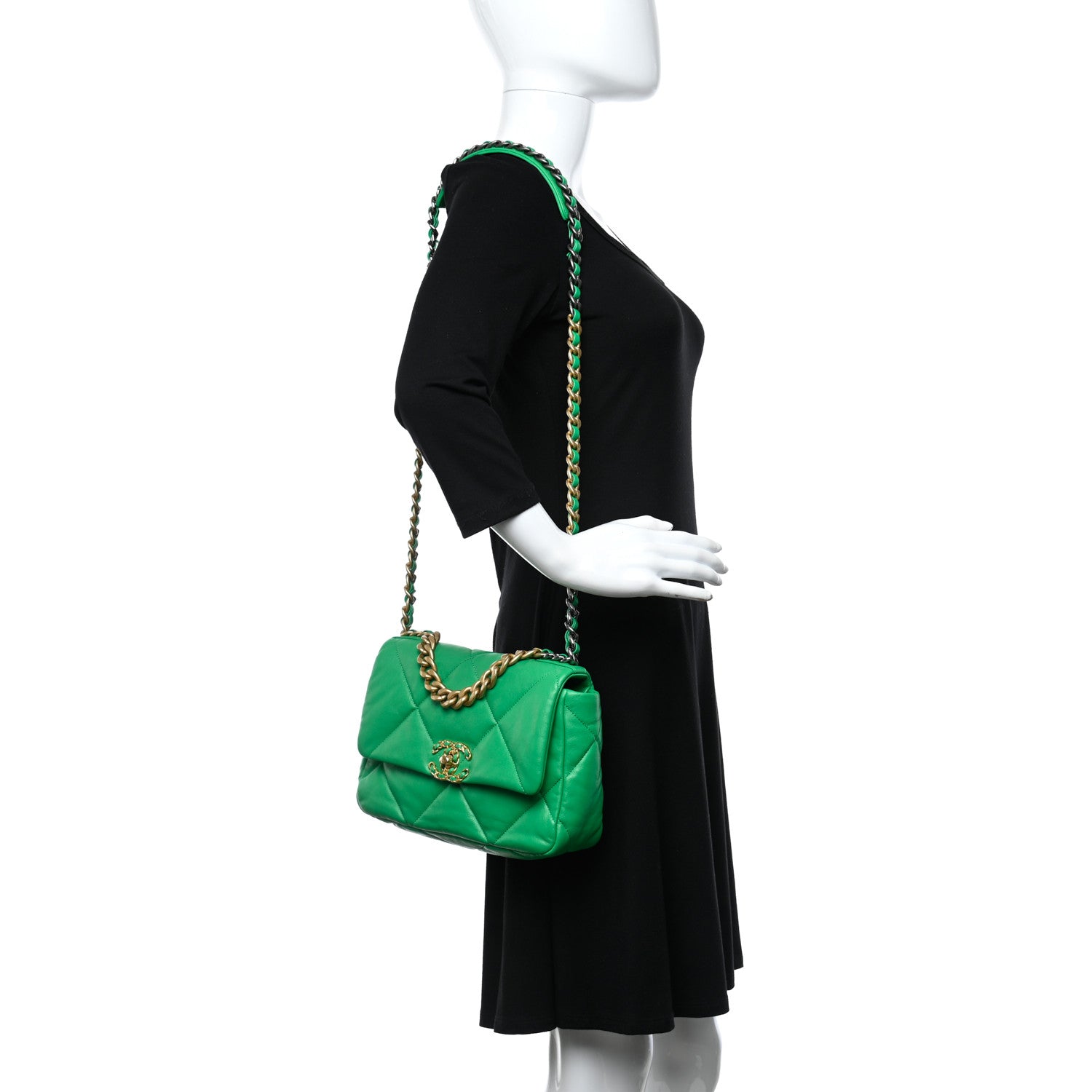 Chanel Lambskin Quilted Medium Chanel 19 Flap Green 2 of 10