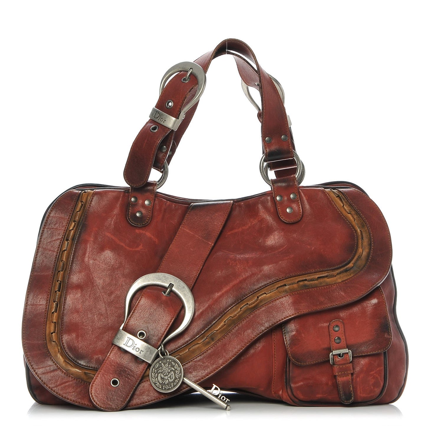 Calfskin Medium Gaucho Double Saddle Bag Red