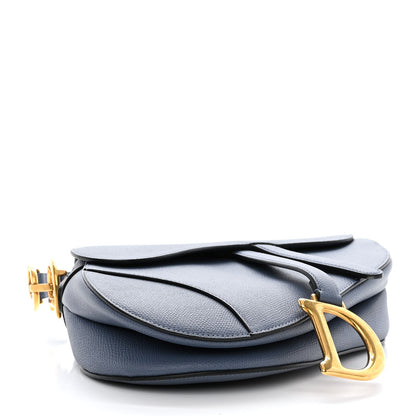 Christian Dior Grained Calfskin Saddle Bag Sky Blue 4 of 11