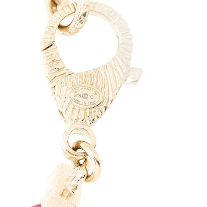 Chanel Metal Lambskin CC Chain Link Bracelet Burgundy 4 of 5
