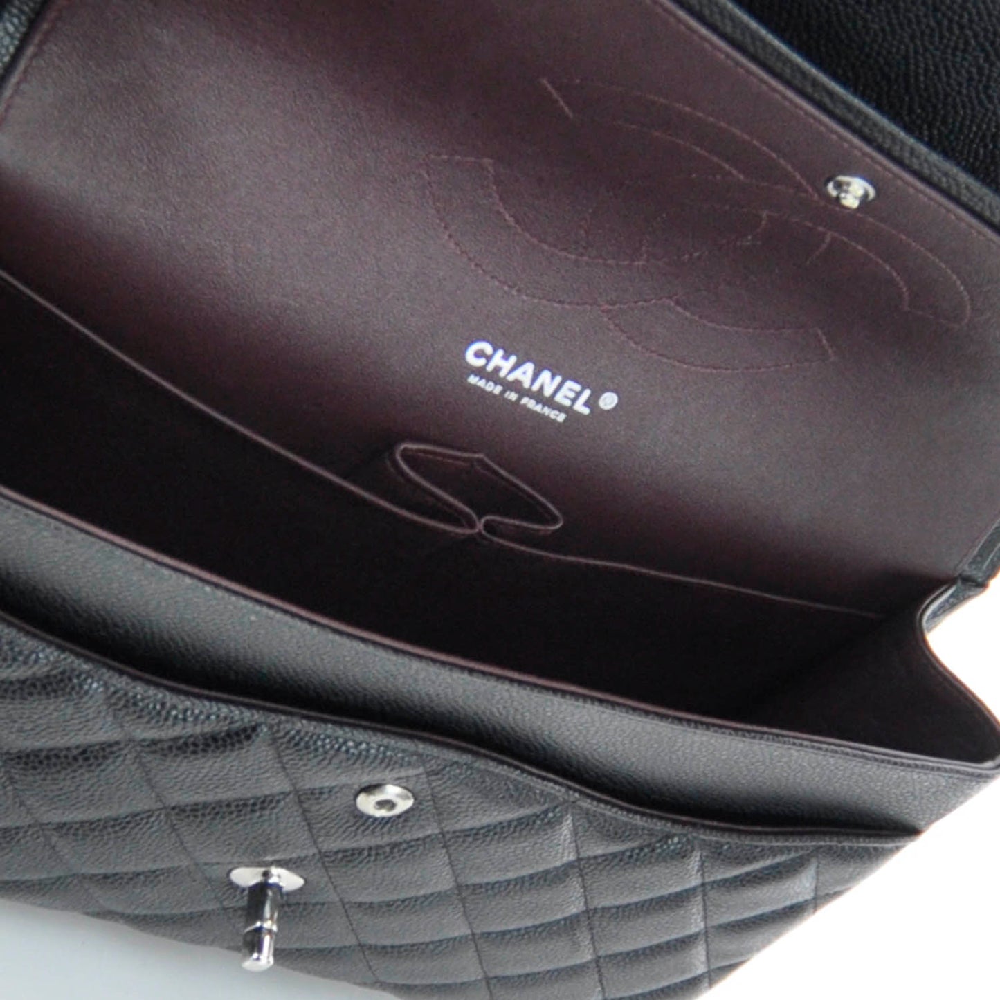 Caviar Quilted Jumbo Double Flap Black